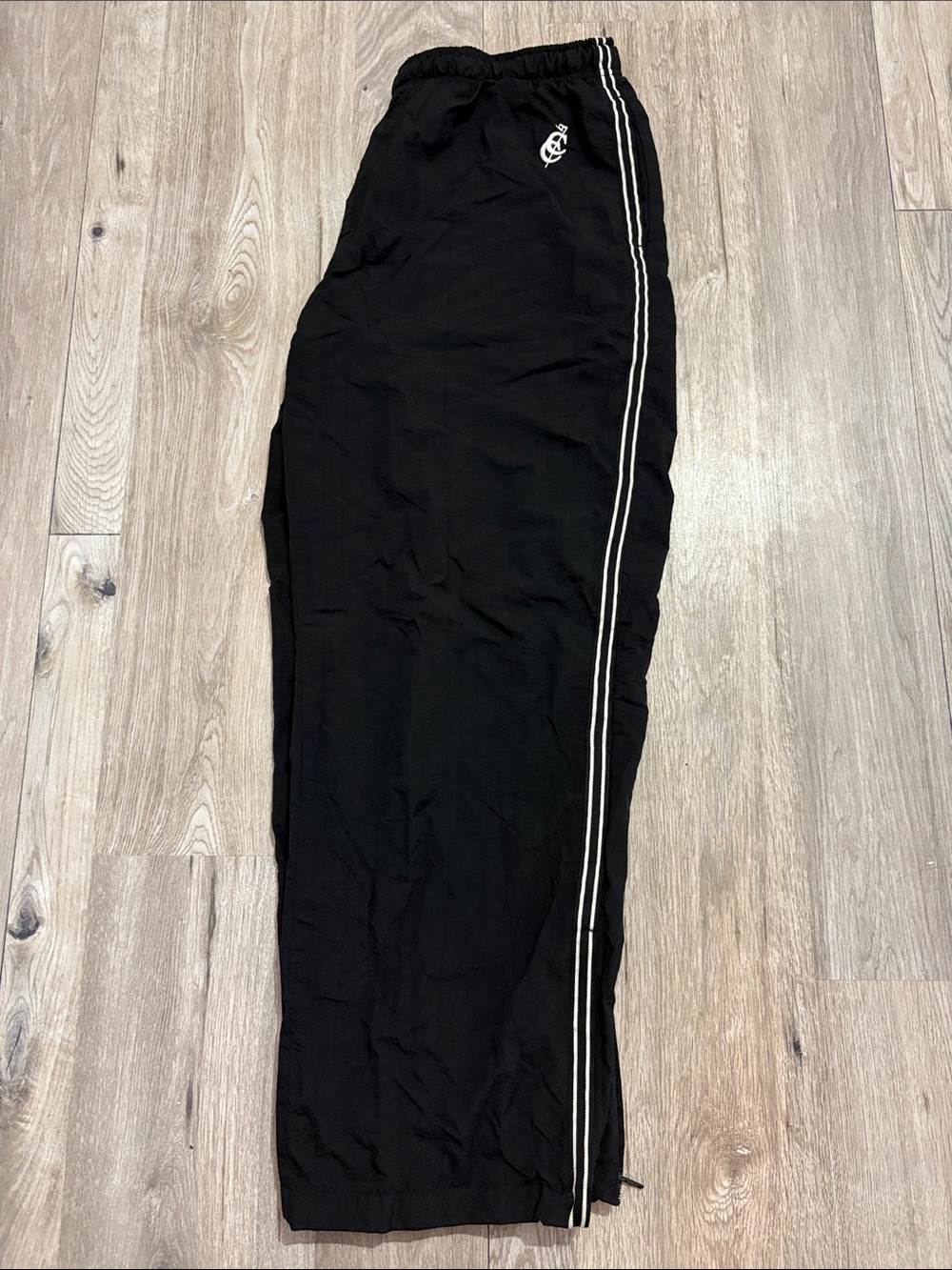 Black Track Pants with White Double Stripe
